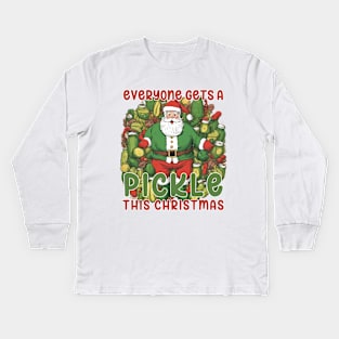 Pickle Lover Gift, Pickle Santa Gift, Christmas Pickle Gift Kids Long Sleeve T-Shirt